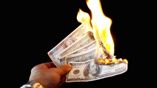 dollar-on-fire